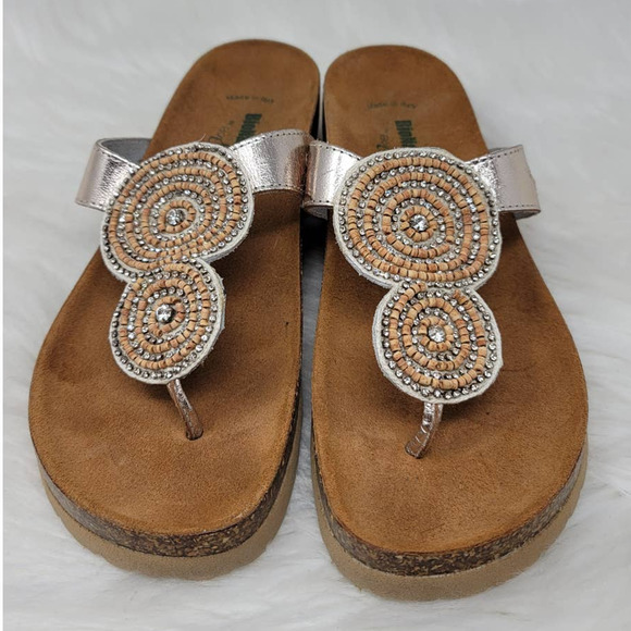 BioNatura Beautiful DesignBeaded Bling Design Heeled 2" Sandals 40/9 - Picture 1 of 7